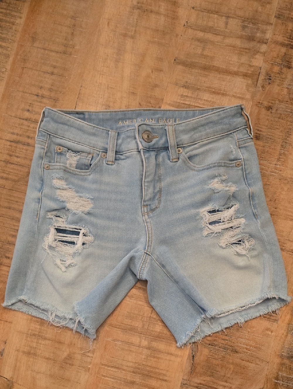 American Eagle Outfitters Light Wash Distressed Jean Shorts